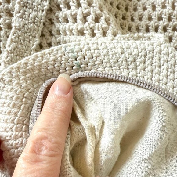 Handmade Crochet Shoulder Bag Neutral Boho Festival Beach Tote Summer Purse - Picture 6 of 11